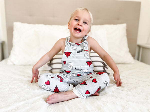 Load image into Gallery viewer, Paper Airplane Heart Overalls