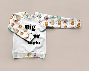 Floral Pumpkin Big Sister Raglan