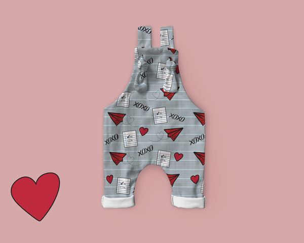 Load image into Gallery viewer, Paper Airplane Heart Overalls
