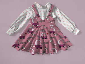Cozy Coupe Heart Be Mine Pinafore Dress and Polka Dot Shirt