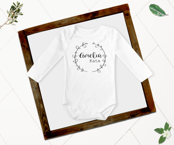 Load image into Gallery viewer, Wreath Personalized Baby Bodysuit
