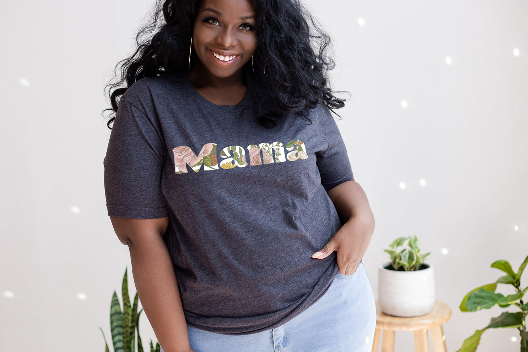 Vintage Olive and Blush Floral Mama Tee