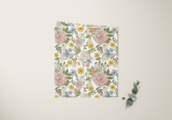 Load image into Gallery viewer, Vintage Olive and Blush Floral Swaddle
