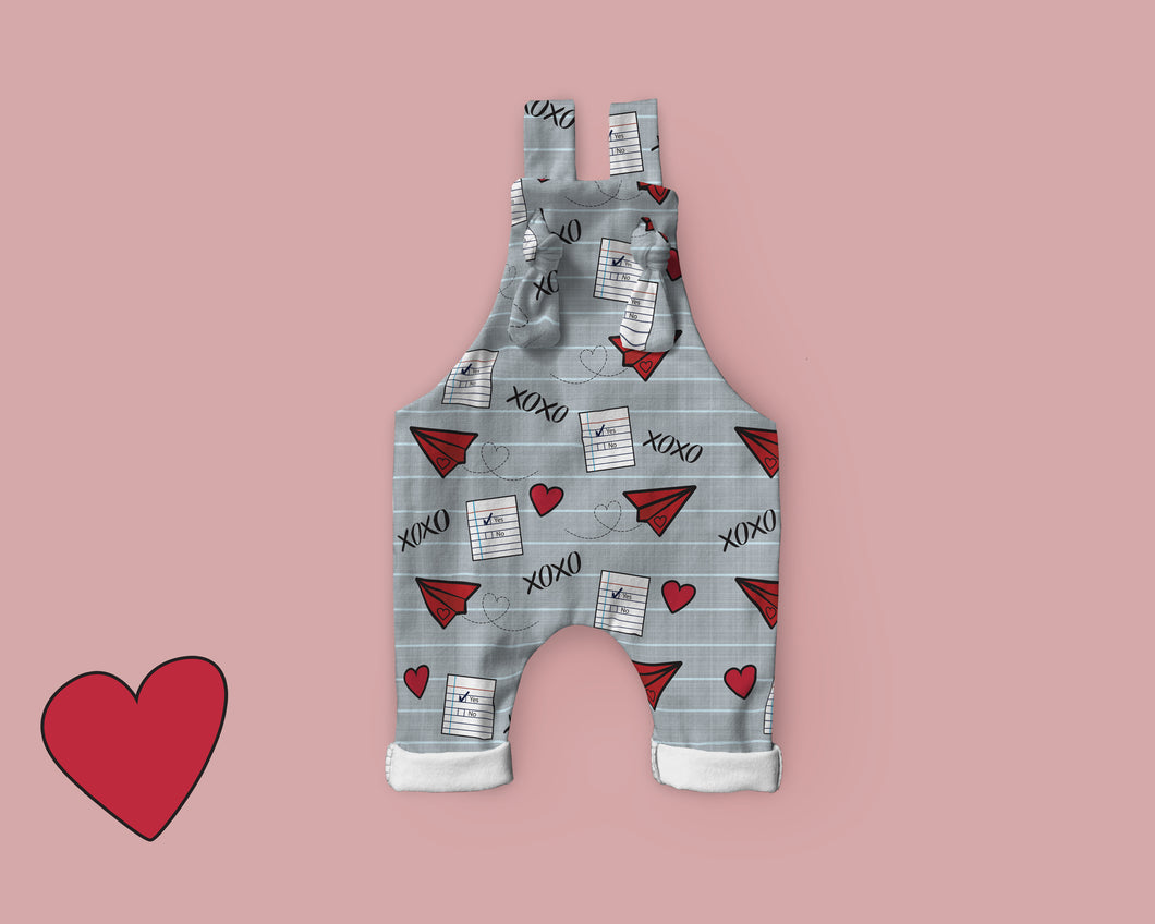 Paper Airplane Heart Overalls